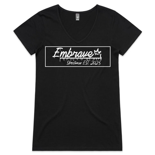 Women's V-Neck Embrave Box Logo Tee